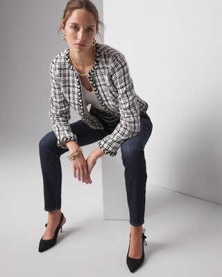 Petite Braided Trim Tweed Jacket | White House Black Market